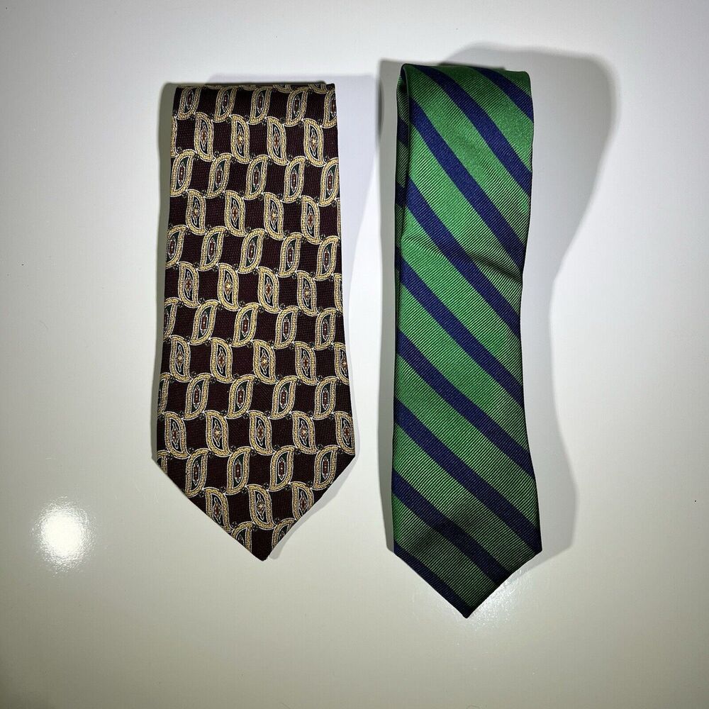 Tommy Hilfiger Lot Of 2 Dual Tone Ties Paisley And Stripe